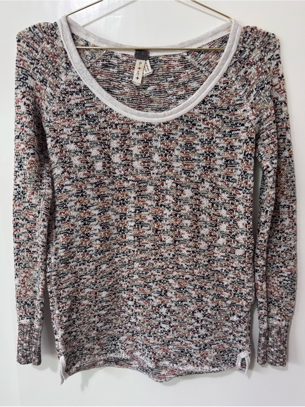Free People|We The Free| Marled Lightweight Cotton Sweater in Neutral Tones Sz S